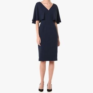 Dress The Population Navy Louisa Flutter Sleeve Sheath Dress Small (Best Fits XS